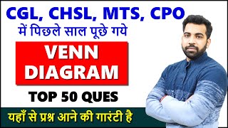 Venn Diagram for SSC CGL CHSL MTS CPO Previous year questions Venn diagrams reasoning best ques [upl. by Alissa]