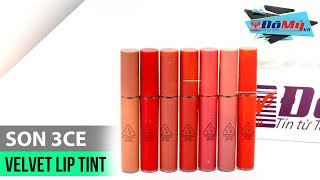 Son 3CE Velvet Lip Tint  3CE Kem  Review amp swatch Son 3CE  Phân Biệt Thật Giả Son 3CE  Đồ Mỹ [upl. by Liamsi]