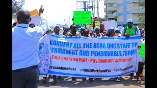 Healthcare workers under UHC programme stage demo in Nairobi [upl. by Niddala]