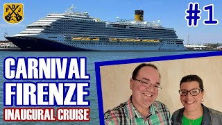 Carnival Firenze Pt1  Inaugural Cruise Embarkation Day Cabin Tour Two Sea Days Color My World [upl. by Meneau]