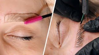 Eyebrows Microblading Transformation  Step By Step [upl. by Noiek]