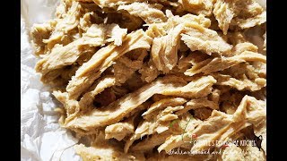 VEGAN SHREDDED CHICKON RECIPE SEITAN AND CHICKPEAS  PRESSURE COOKER  Connies RAWsome kitchen [upl. by Aneel932]