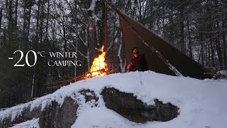 3 Days Solo Winter Camping with a Tarp in the Snow [upl. by Ynffit737]