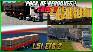 PACK DE REBOQUES GRATÍS FUNCIONANDO NA 151 EURO TRUCK SIMULATOR 2 [upl. by Lem]