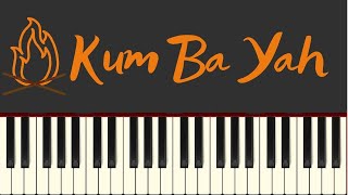 Easy Piano Tutorial Kum Ba Yah with chords free sheet music [upl. by Atenek]