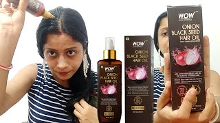 WOW Skin Science Onion Black Seed Hair Oil Review Uses amp Benefits  Controls Hair Fall [upl. by Attelra]