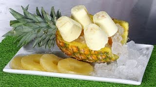 Receta Paletas de piña colada [upl. by Ahsekad]