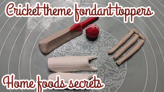 Cricket theme fondant toppers ❗ How to make fondant toppers ❗ Home foods secrets [upl. by Quirk]