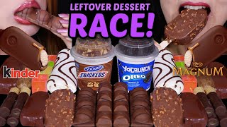 ASMR LEFTOVER DESSERT RACE SNICKERS amp OREO CRUNCH CUPS MAGNUM ICE CREAM ZEBRA CAKES KINDER 먹방 [upl. by Ayamahs347]