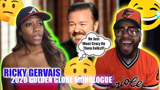 Ricky Gervais Golden Globes MonologueRickey went CRAZY on them folks BLACK COUPLE REACTS [upl. by Enninaej]