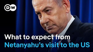 Israeli Prime Minister Benjamin Netanyahu visits Washington amid strained relations  DW News [upl. by Miner]