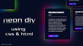 CSS Glowing Gradient Border Effects  Html CSS [upl. by Clarabelle]