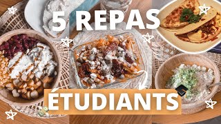 5 IDÉES DE REPAS POUR ÉTUDIANTS 90 faciles rapides et pas chers [upl. by Can]