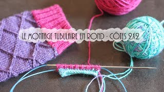 Tricot Le montage tubulaire en rond pour des côtes 2x2 [upl. by Lavoie]