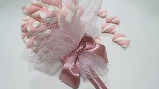 BUQUE DE MARSHMALLOW ♥ DAMINHAS CASAMENTO DIY  Amelia Requintada [upl. by Allx]