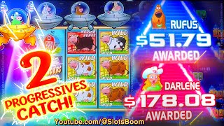 LIVE BONUSES 2 PROGRESSIVES CATCH on INVADERS ATTACK FROM THE PLANET MOOLAH  CASINO SLOTS [upl. by Fuchs172]