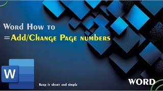 Learn how to addchange PAGE NUMBERS in Word Short and simple [upl. by Gruver]