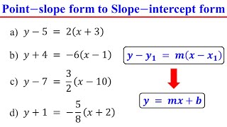 Point slope form to Slope intercept form│Linear Equations [upl. by Ymaral]