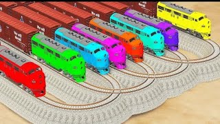 Eight Trains vs Multiple Overlapping UTurn Rail Tracks Crossing  BeamNGDrive train game simulator [upl. by Brendon539]