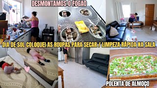 Desmontamos o fogão para Iimpar Polenta com Carne para o almoço  Limpeza da sala e cozinha [upl. by Lasley]