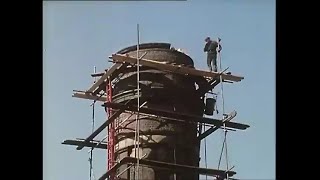 Fred Dibnah demolishing Boltons last fancy chimney brick by brick  1983 [upl. by Anelej]