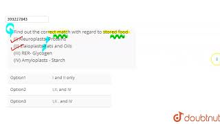 Find out the correct match with regard to stored food I Aleuroplasts Proteins II Elaioplast [upl. by Annoel444]