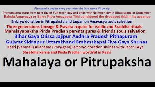 Mahalaya Paksha or Pitru Paksha [upl. by Ynove541]