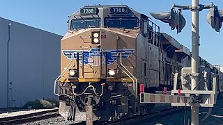 UP 7788 leads the IOANP07 through Baumberg Ave in Hayward CA [upl. by Tull]