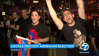 Glendale Armenians protest election results  ABC7 [upl. by Enomes]