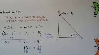 Geometry 43b Two Corollaries from the Triangle Sum Theorem [upl. by Anibla]