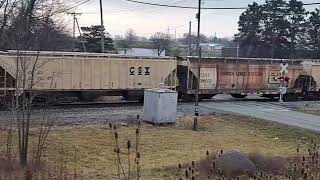 CSX Grain Train on the CFE Lima Subdivision passing Roush Road in Lima Ohio [upl. by Analat]