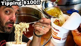 Mexican Street Cheesy CORN RAMEN  What  Tipped 100 Dollars For Ramen ELOTES amp This Happened [upl. by Shay131]