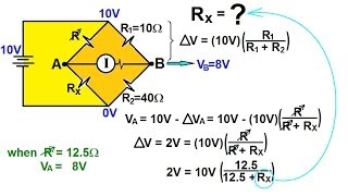 Physics 42 Ohms Law and Resistor Circuits 14 of 23 The Wheatstone Bridge 1 [upl. by Alyda]