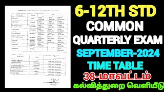 TN 612TH COMMON QUARTERLY EXAMINATION SEPTEMBER 2024 TIME TABLE TN 38DISTRICT CEO TIME TABLE DATE [upl. by Witherspoon81]