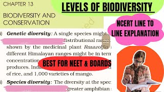 XII Chp Biodiversity amp conservation  Levels of biodiversity  genetic  species ecological [upl. by Aivatnwahs]