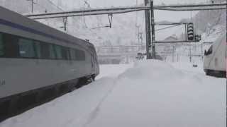 SBB Trains in the wintertime at Goeschenen Gotthardnorthtunnel Part 3 [upl. by Irem]