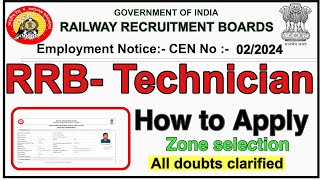 RRB Technicians2024  Steps to fill online application in Telugu  CEN 022024 [upl. by Ikim944]