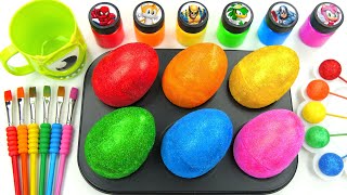 Satisfying Video Rainbow Mixing All Candy in Color EGGS Fruit Rainbow Glitter Lollipop Cutting ASMR [upl. by Nitsyrk]