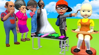 Scary Teacher 3D vs Squid Game Cut Squid Girls Hair Stylist Nice or Error 5 Times Challenge [upl. by Fasto]