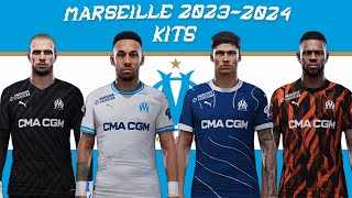 Olympique Marseille New Season Kits 20232024 PES2021 Sider olympiquedemarseille pes2021kits [upl. by Nage393]