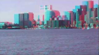 3D Anaglyph Red Cyan glasses Boston Harbor Cruise and Marina in HD [upl. by Gottlieb503]