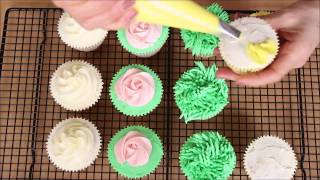 How to pipe with Buttercream using Tips 1M 2D 104 and the Grass Tip [upl. by Refinney]