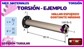 CALCULAR EL ESFUERZO CORTANTE MAXIMO TORSION Y ANGULO DE GIRO EJEMPLO 👨‍🏫 [upl. by Atronna]