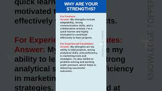 What are your Strengths  Common Job Interview Questions and Answers [upl. by Ferretti]