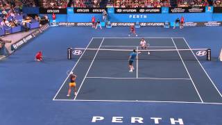 Crazy Match Point Save  Australia v Serbia Hyundai Hopman Cup 2013 [upl. by Burnham]