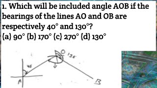 How to calculate Included angle from bearingincluded angle AOB if the bearing of the line AO and OB [upl. by Albarran]