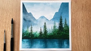 Watercolor Painting Tutorial  Misty Scenery  Easy Watercolor Painting For Beginners [upl. by Chaworth]