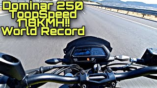 DOMİNAR 250 TOP SPEED 178 Kmh  World Record2022 Motovlog [upl. by Yesiad]