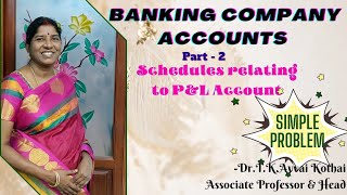 Banking Company AccountsPart2Schedules relating to P amp L Ac Simple problemDrTKAvvai Kothai [upl. by Imerej]