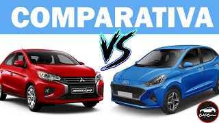 Mitsubishi Mirage G4 GLX vs Hyundai Grand i10 MID ¿Cuál conviene más  Comparativa de equipamiento [upl. by Sivrat]